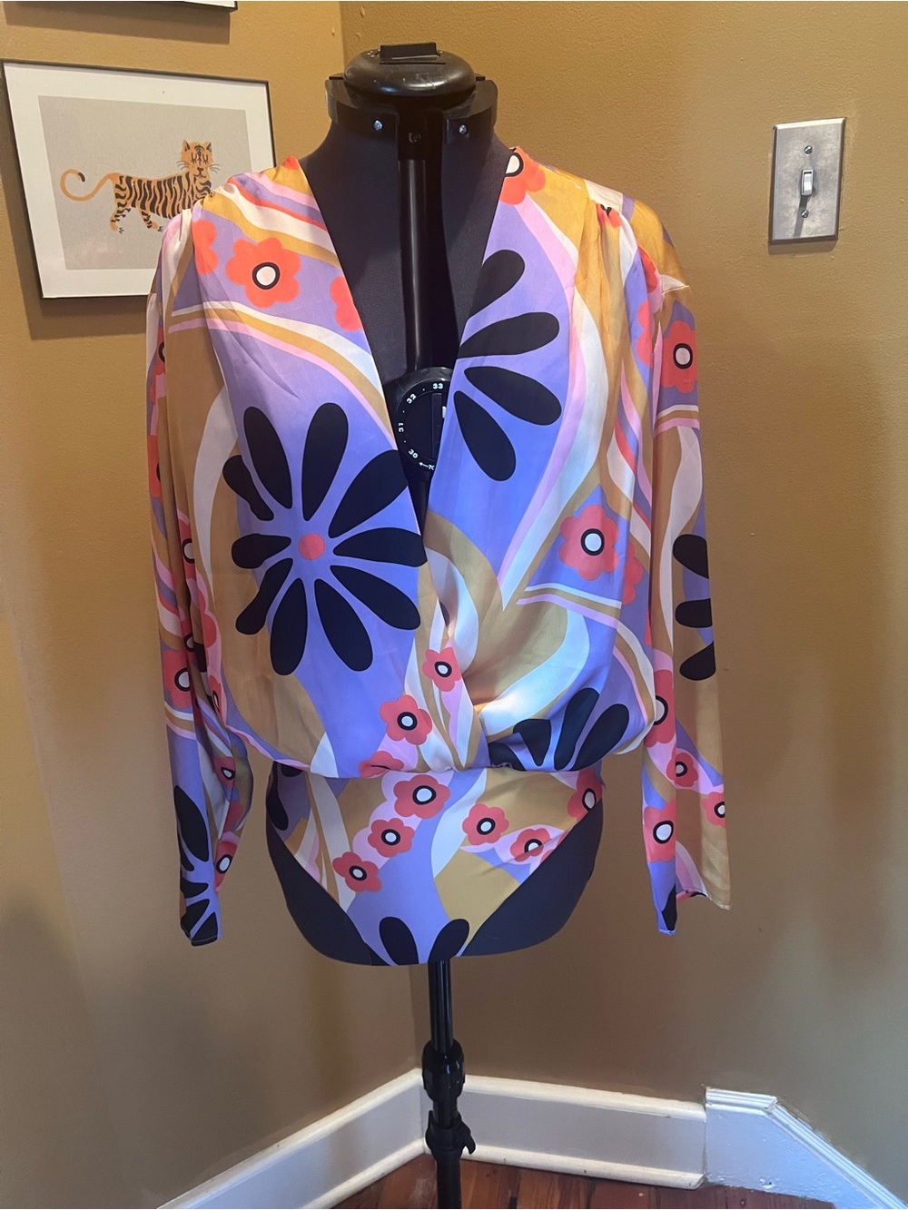 Zara Lavender Pink Floral Wrap Blouse